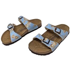 Birki’s Birkenstocks Floral Blue 2-Strap Sandals EU 38  US Women’s 7 Cork